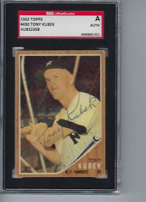 1962 Topps 430 Tony Kubek For Sale Online EBay