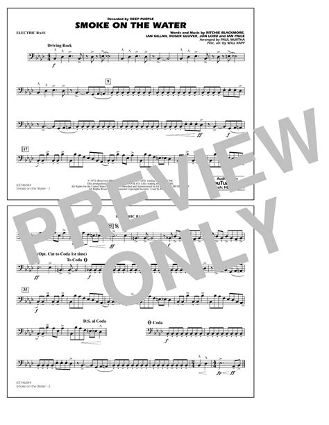 Smoke On The Water Electric Bass By Paul Murtha Sheet Music For Marching Band At Sheet Music