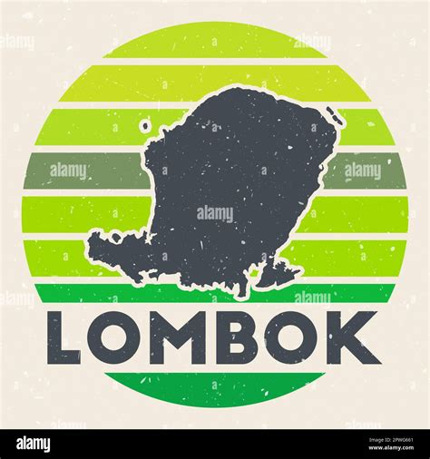 Lombok Logo Sign With The Map Of Island And Colored Stripes Vector