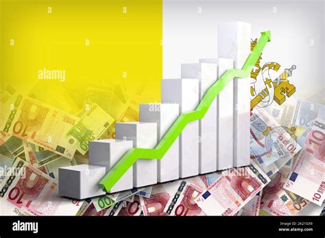 Economy Graph Rising Arrow Cash Euro Banknotes And Vatican Flag