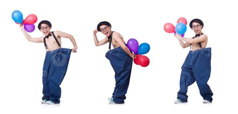 Funny Man With Balloons On White Photo Background And Picture For Free ...