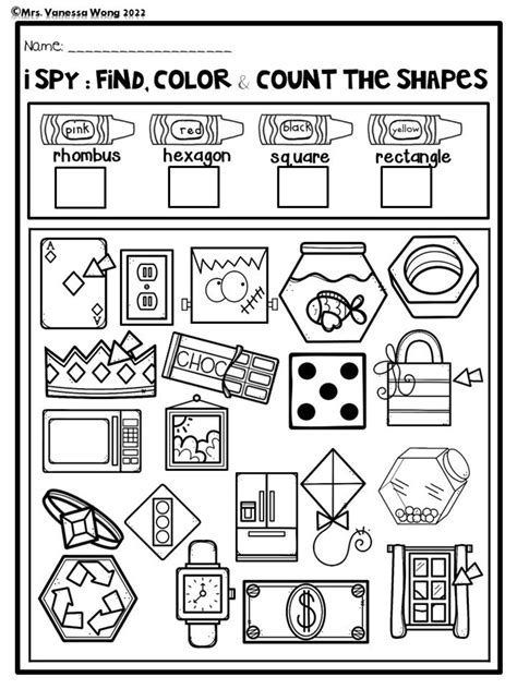 Math Worksheets 2D Shapes Activities and Worksheets for Kindergarten. I ...