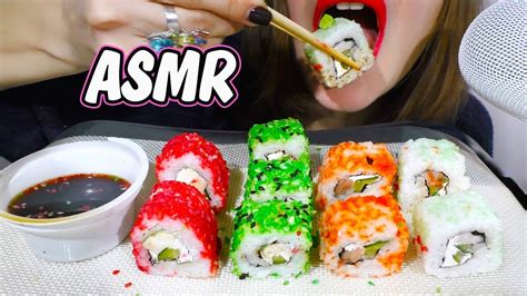 ASMR SALMON SUSHI ROLL PARTY Chewing Eating Sounds NO TALKING Mukbang