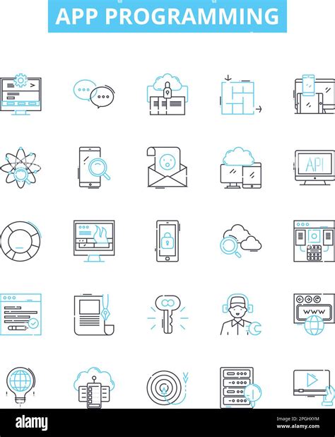 App Programming Vector Line Icons Set App Programming Coding