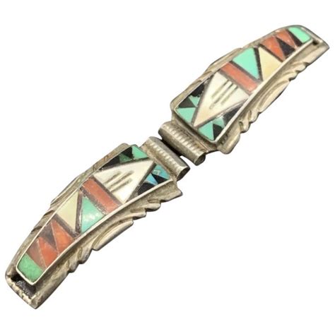 Signed IHMSS Sterling Silver Native American Watch Band Tips Turquoise