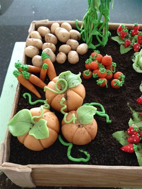 Allotment Birthday Cake With Marzipan Vegetables Cake Decorating Ideas