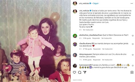 El doloroso mensaje de Cristina Pérez por la muerte de su mamá Pudo