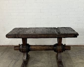 Beautiful Handcrafted Wormy Chestnut Trestle Dining Table Etsy