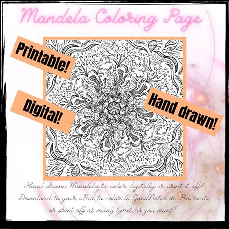 Mandela Coloring Page Digital Coloring Page Printable Coloring Page