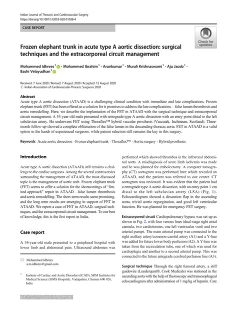 Pdf Frozen Elephant Trunk In Acute Type A Aortic Dissection Surgical