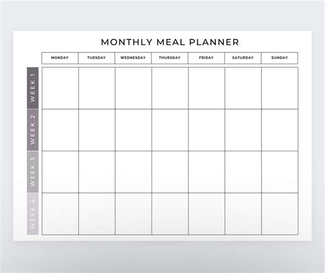 Monthly Meal Planner Grocery Listmeal Planning Templatemeal Prepmenu Plannermeal Planner