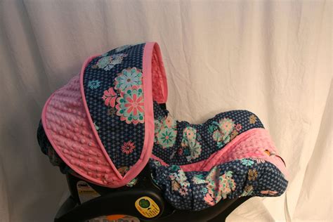 Beautiful Floral Print In Blues And Pinks With Hot Pink Minky Infant