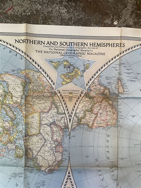 National Geographic April 1943 Northern And Southern Hemispheres Map Ebay