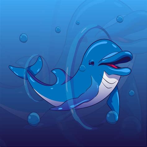 Delphin Meer Tier Cartoon Free Vector Premium Vektor