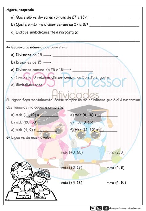 Divisores A Professora Teca SOS Professor Atividades Divisores