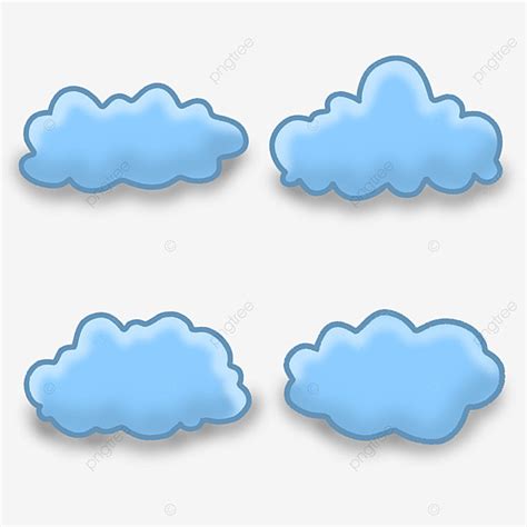 Conjunto De Iconos De Nubes Azules D De Dibujos Animados Png Dibujos