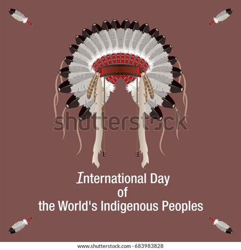 International Day Worlds Indigenous Peoples Banner เวกเตอร์สต็อก ปลอด