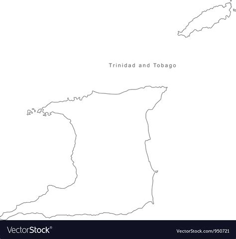 Black White Trinidad And Tobago Outline Map Vector Image