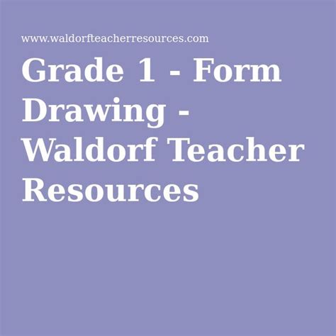 Grade 1 Form Drawing Form Drawing Grade 1 Teacher Resources