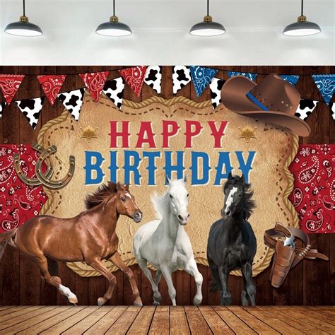 Pc Western Cowboy Cowgirl Happy Birthday Backdrop Milk Cow Rustic Old