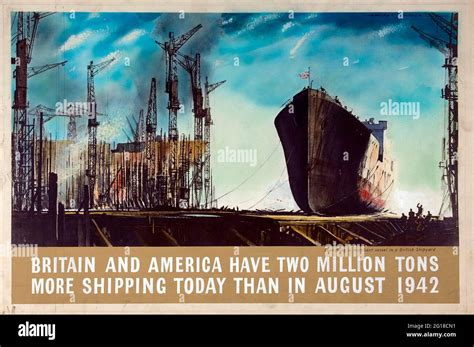 An Old Ww2 Poster Promoting The Allied Shipbuilding Program Stock Photo