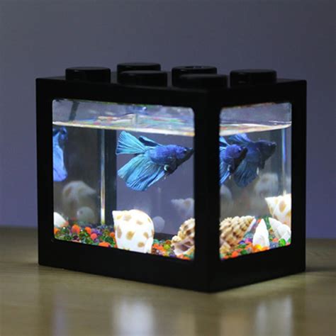 Mini acuario con USB tanque de peces con lámpara Grandado