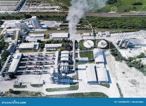 Cement Production Plant For Burning Cement Mix Aerial Photography