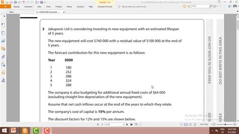 Lcci Level 3 Cost And Management Accounting Long Term Decision Making