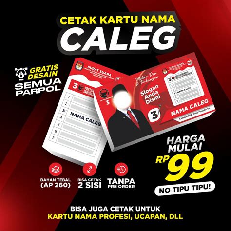 Jual Kartu Nama Custom Kartu Nama Caleg Kartu Nama Pemilu