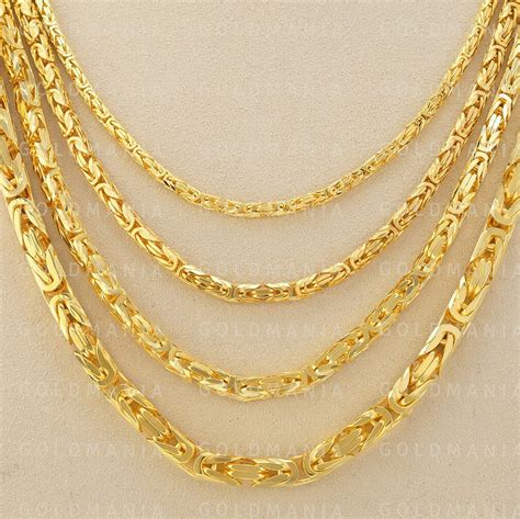 Solid 14k Yellow Gold Square Byzantine Chain Necklace Etsy