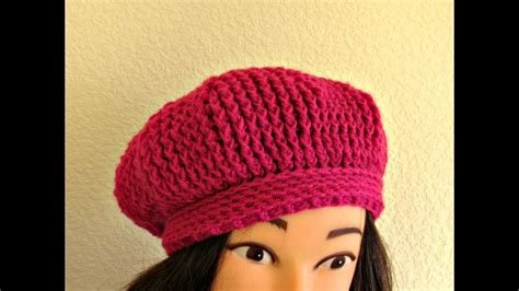 How To Crochet Beret Hat Tutorial Happy Crochet Club Youtube