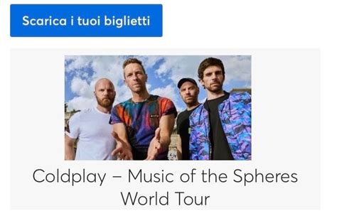 3 Biglietti Concerto Coldplay 1 Settore Numerato Napoli