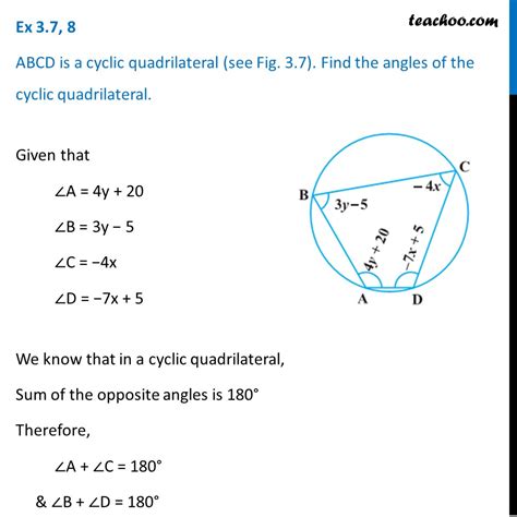 Question 8 - ABCD is a cyclic quadrilateral. Find angles