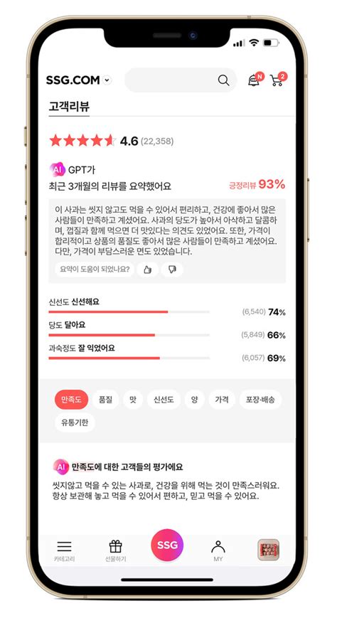 이 많은 후기를 언제 다 보나ssg닷컴 Ai 리뷰 요약 첫 도입