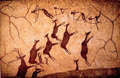 some animals are jumping in the air on a rock wall with other animals ...