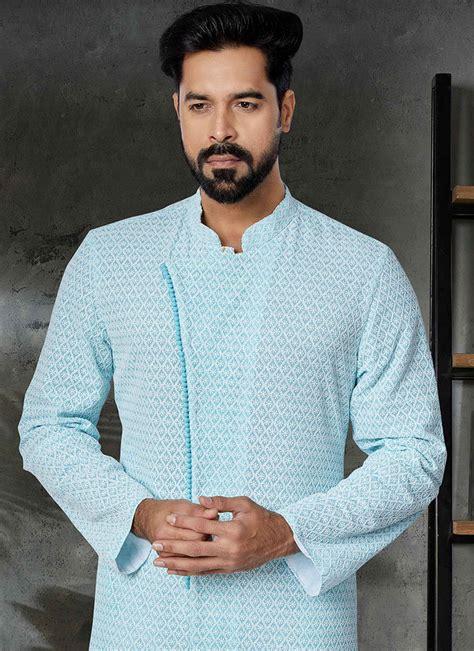 Buy Indian Ethnic Clothing Holi Blue Men Sherwanis