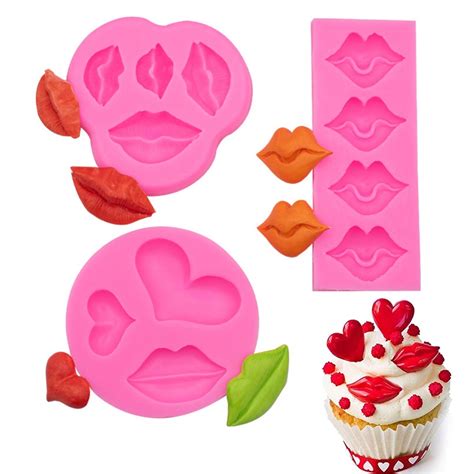 Lips Fondant Molds Sexy Lips Heart Candy Silicone Mold For Cake Decoration Chocolate Resin