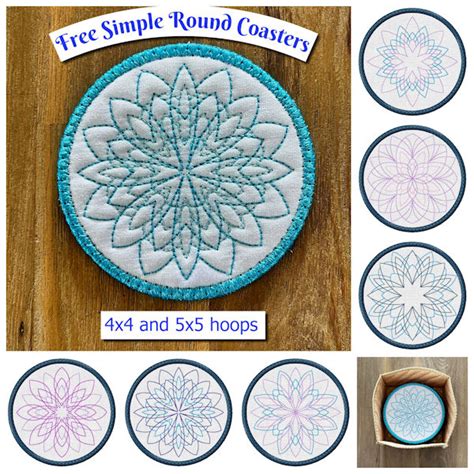 Free Simple In The Hoop Round Coasters Kreative Kiwi Embroidery Designs