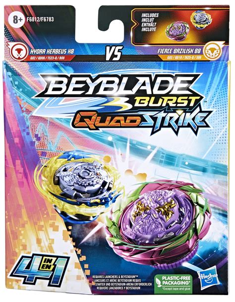 Buy Beyblade Burst Quadstrike Fierce Bazilisk B8 And Hydra Kerbeus K8 At Mighty Ape Nz