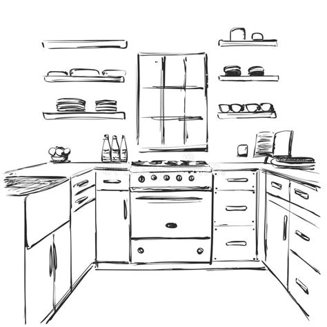 Dibujo Interior De La Cocina Ejemplo Del Vector Ilustraci N Del Vector