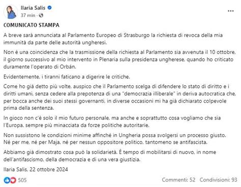 Ilaria Salis L Ungheria Chiede La Revoca Dell Immunit