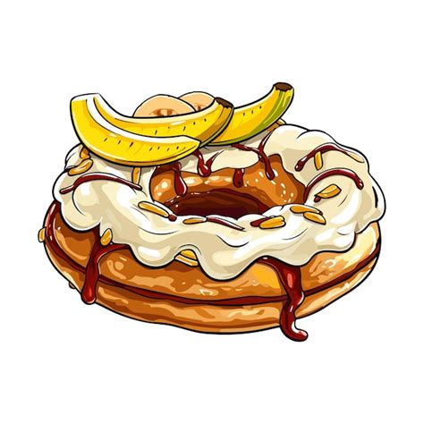 Premium Vector Bananas Foster Donut Clip Art Illustration