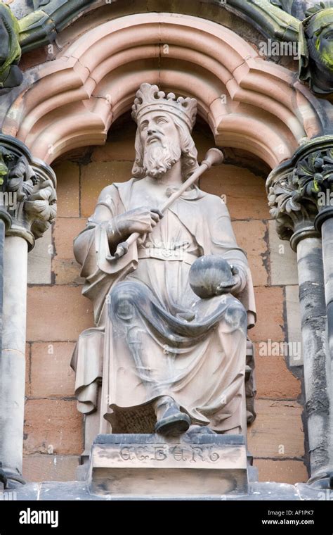 Statue Of King Egbert On The West Front Of Lichfield Cathedral