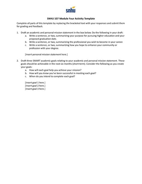 SNHU 107 Module Four Activity Template SNHU 107 Module Four Ac琀椀vity