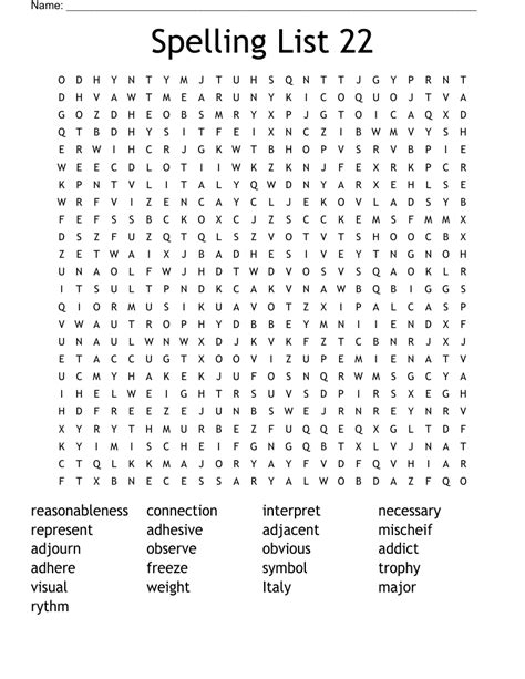 Spelling List 22 Word Search WordMint