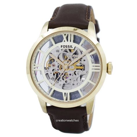 Fossil Townsman Automatic Skeleton Dial Brown Leather Me Men S Watch