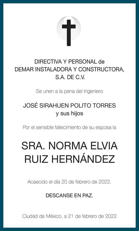 Se Ora Norma Elvia Ruiz Hern Ndez Obituario Esquela