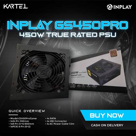 INPLAY GS450PRO 450W True Rated PSU Power Supply 80 Plus Shopee