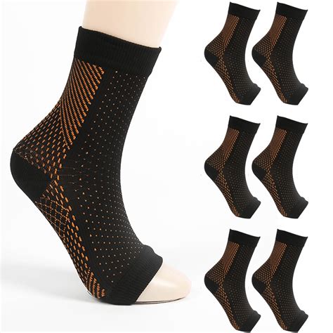 4pair Neuropathy Socks Ankle Compression Socks Men Women For Adult Foot Sleeves Orange L Xl