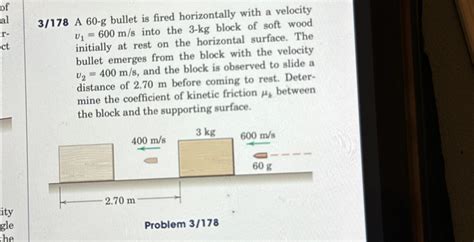 Solved 3178 A 60 G Bullet Is Fired Horizontally With A